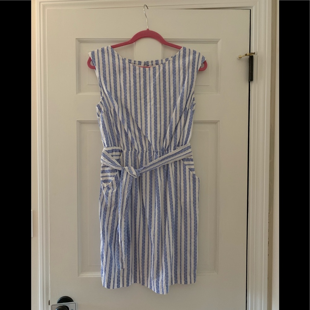 Blue and white dress